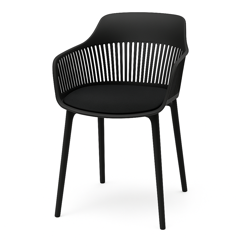 MFurn Modern Polypropylene Dining Chair with Cushioned Seat