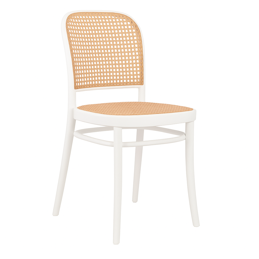 MFurn Classic Stackable Plastic Rattan Dining Chair – Natural Handwoven Cane Seat & Backrest