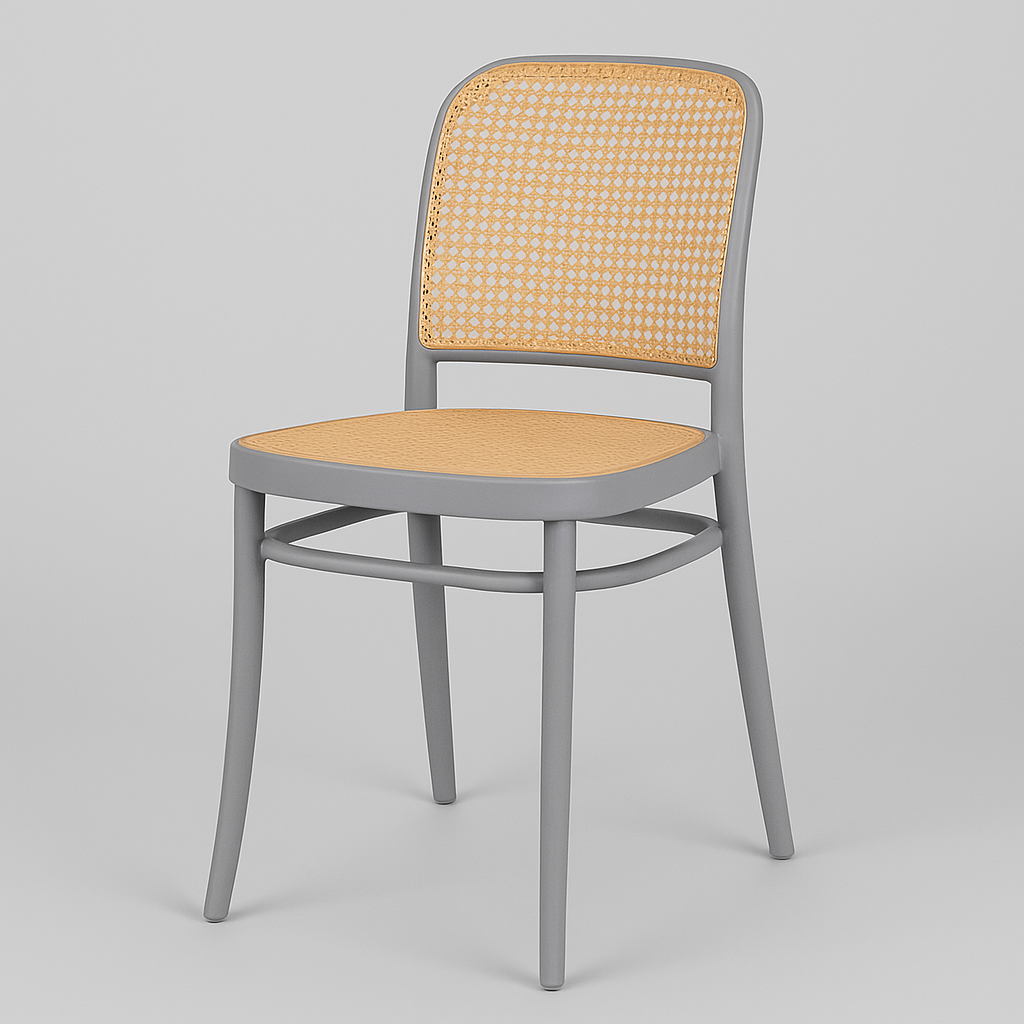 MFurn Classic Stackable Plastic Rattan Dining Chair – Natural Handwoven Cane Seat & Backrest