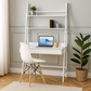 MFurn Ladder-Style Study Desk with Shelves – Modern White