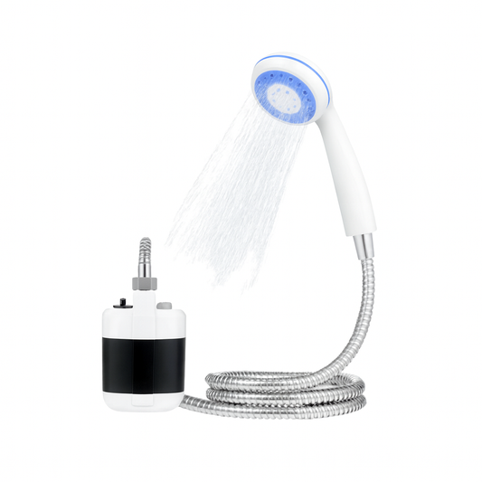 Portable Camp Shower, USB Rechargeable Outdoor Camping Shower Pump, Portable Outdoor Shower Head- Pumps Water from Bucket Into Steady, Gentle Shower Stream,for Camping, Traveling