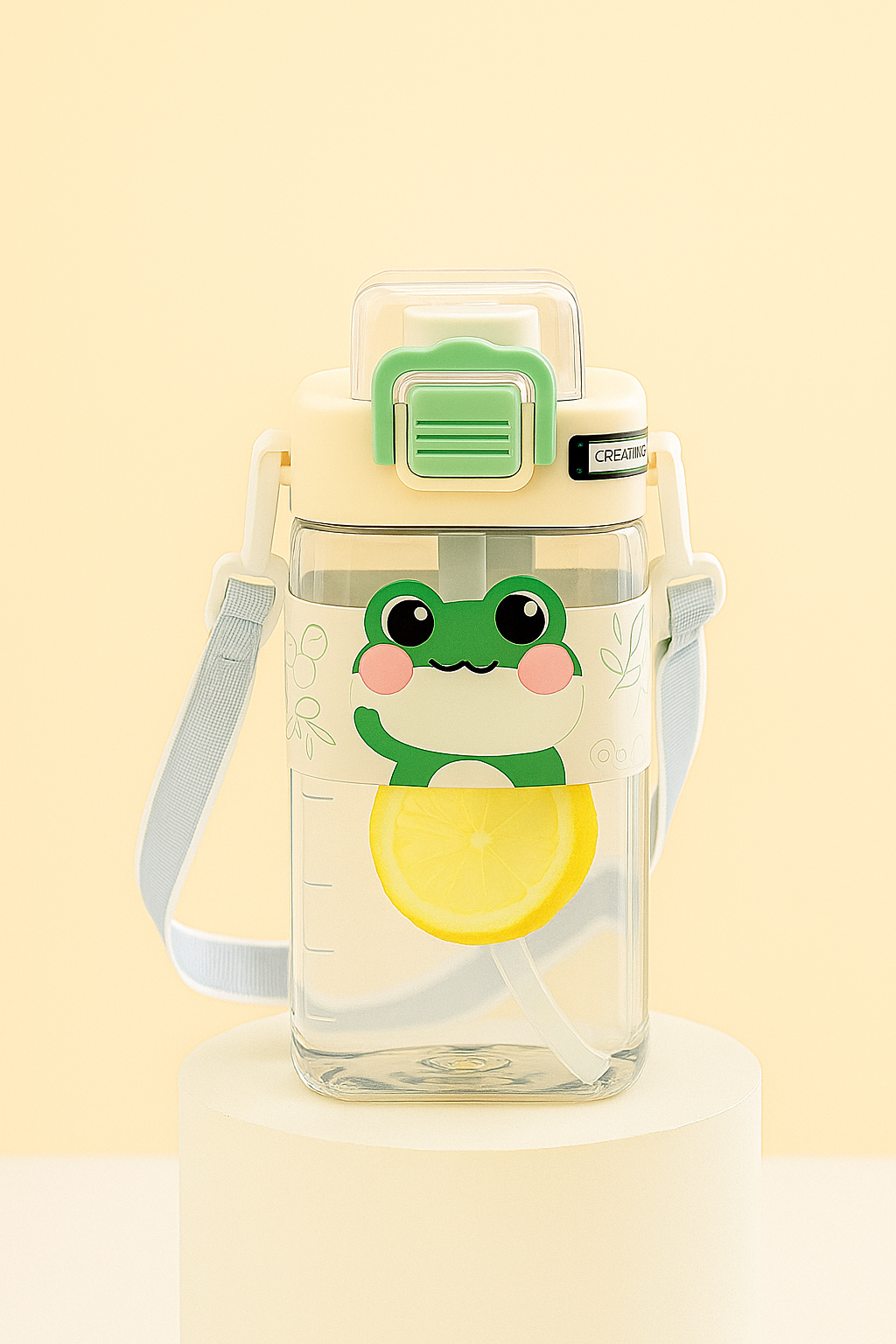Cute Kids Cartoon Water Bottle With Straw & Strap – Leakproof BPA-Free