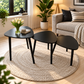 MFurn 3-Piece Nesting Side Table Set – Modern Triangular Coffee & Sofa Tables with Metal Legs