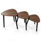 MFurn 3-Piece Nesting Side Table Set – Modern Triangular Coffee & Sofa Tables with Metal Legs