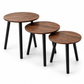MFurn 3-Piece Round Nesting Side Table Set – Modern Round Coffee & Sofa Tables with Metal Legs
