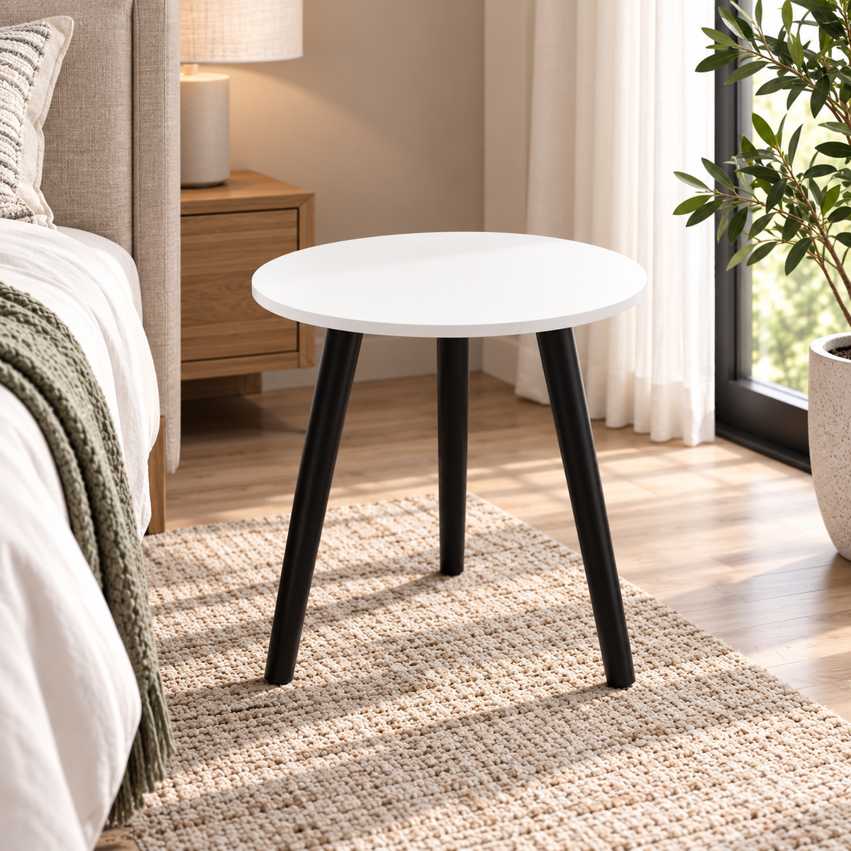MFurn Round Side Table with Tripod Legs – Modern Compact Accent & Coffee Table