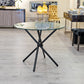 MFurn Glass Dining Table with Cross Stainless Steel Legs