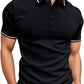 Mens Polo Style Shirts Casual V Neck Textured Slim Fit Solid Short Sleeve Cotton Knit Soft Tees Activewear-Various Colours