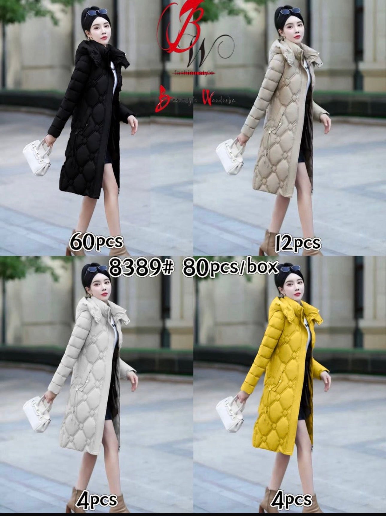 Ladies Mid-Long Length Diamond Quilted Puffer Jackets-Various Colour