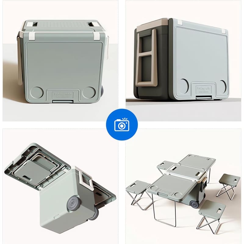 MHome Outdoor Portable Cooler Box with Table and Chairs