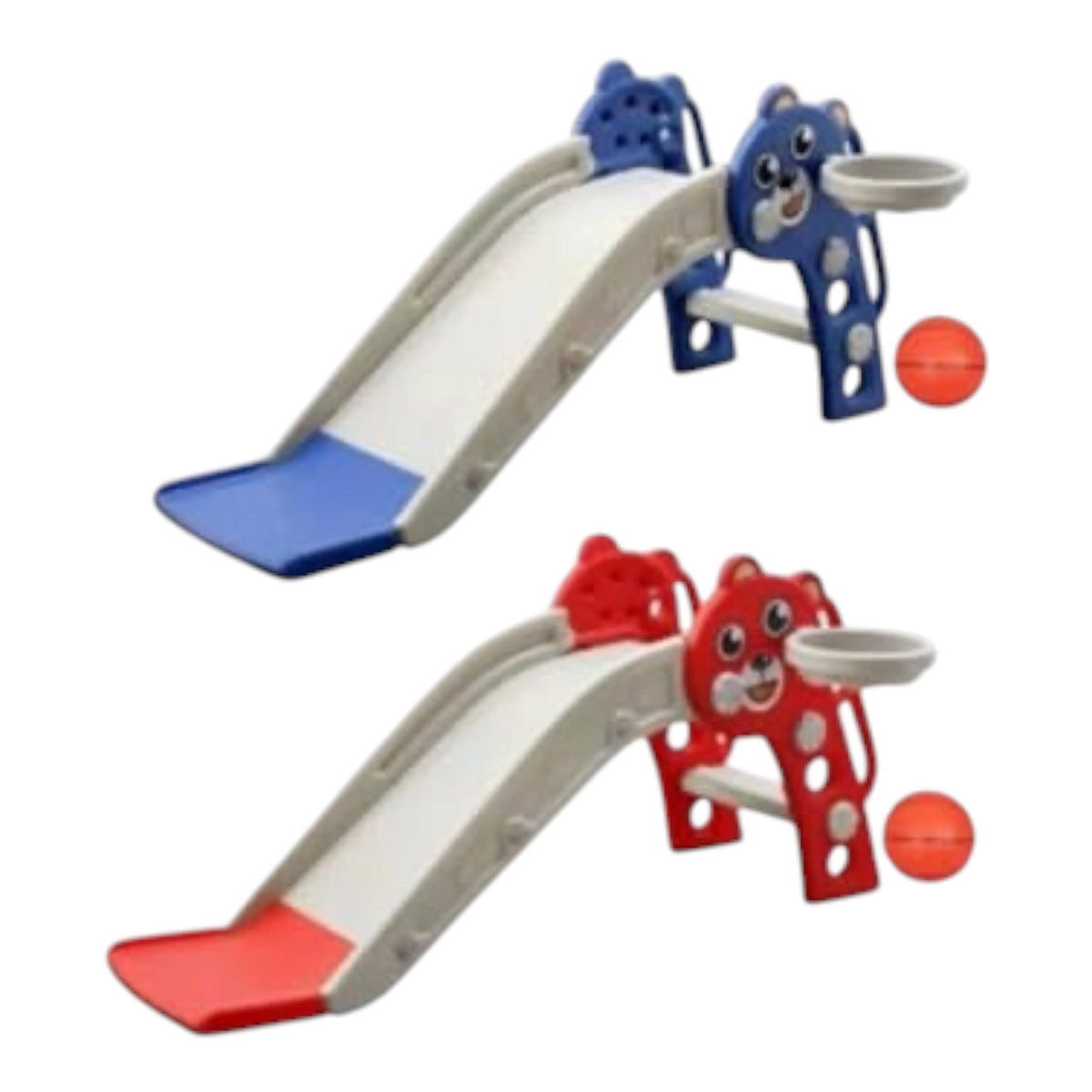 Home 2-in-1 Kids Indoor &amp; Outdoor Playground Slide With Basketball Hoop-Various Colours