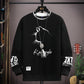 Autumn Men's Sweatshirt Sketch Cat Print Long Sleeve T-shirt Fashion Men's Clothing