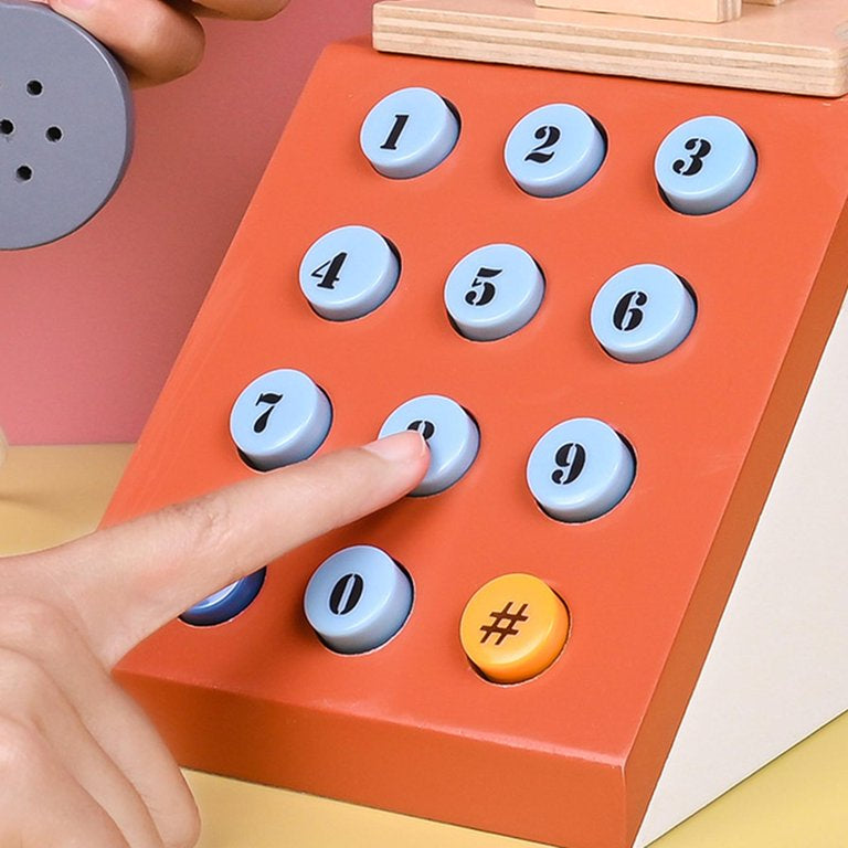 Simulation Telephone WoodenToys Interactive Kindergarten Early Edcuation Toy,Role Play Pretend Phone For Toddlers