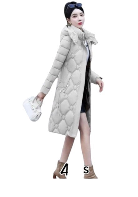 Ladies Mid-Long Length Diamond Quilted Puffer Jackets-Various Colour