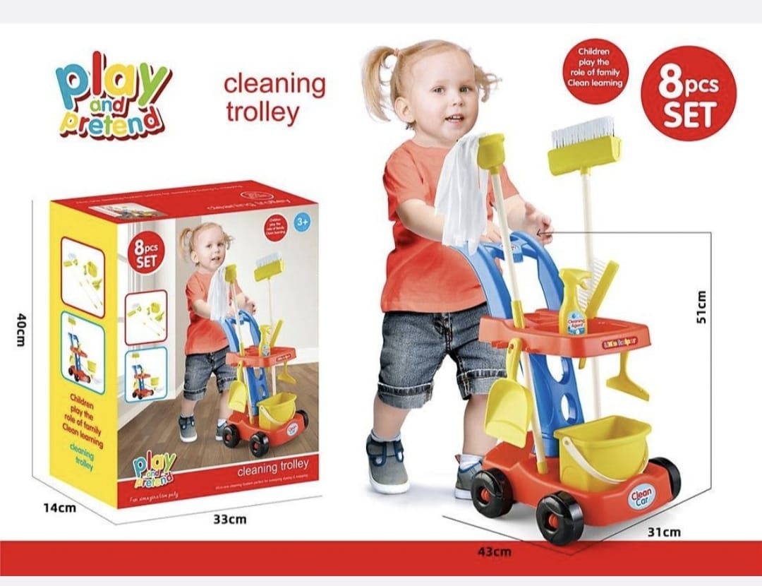 Play Pretend Cleaning Trolley 8 Piece