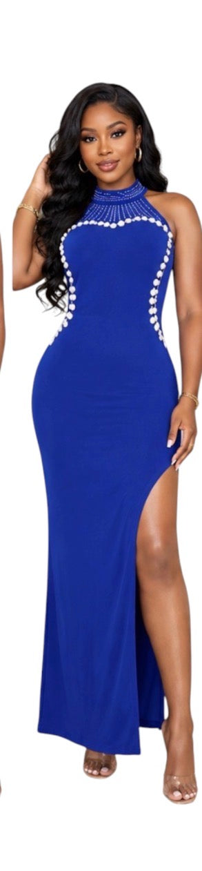 Ladies Maxi Evening Dress with Stones and Rhinestones-Various Options