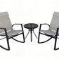 MFurn Milan 3Pc Patio Bistro Set – 2 Rocking Chairs & Glass Coffee Table