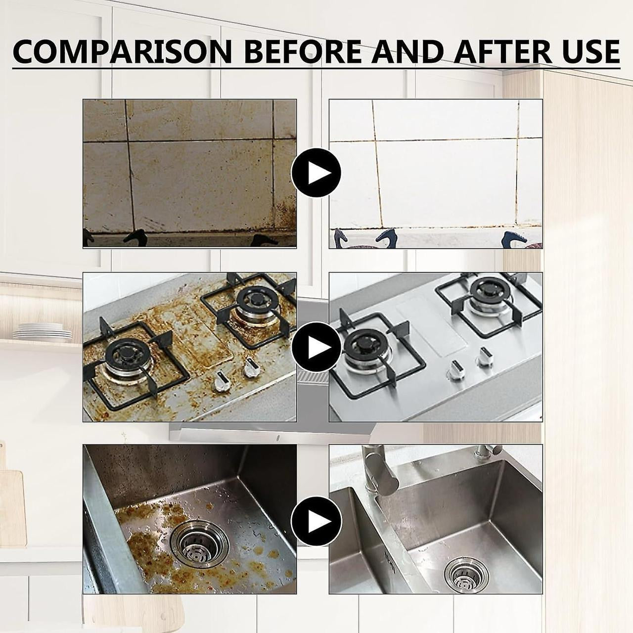 60ml Splash Foam Spray Heavy Oil Stain Remover, Grease & Dirt Foam Cleaner for Kitchen, Tub, Shower – Includes Sponge & Cloth