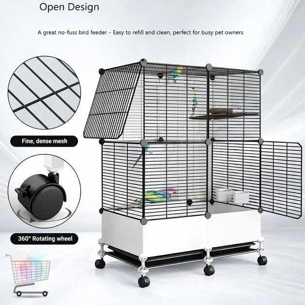 Modular Mobile
Bird Cage - Spacious 74cm x
37cm x 152cm Bird
Enclosure with Multi-Door