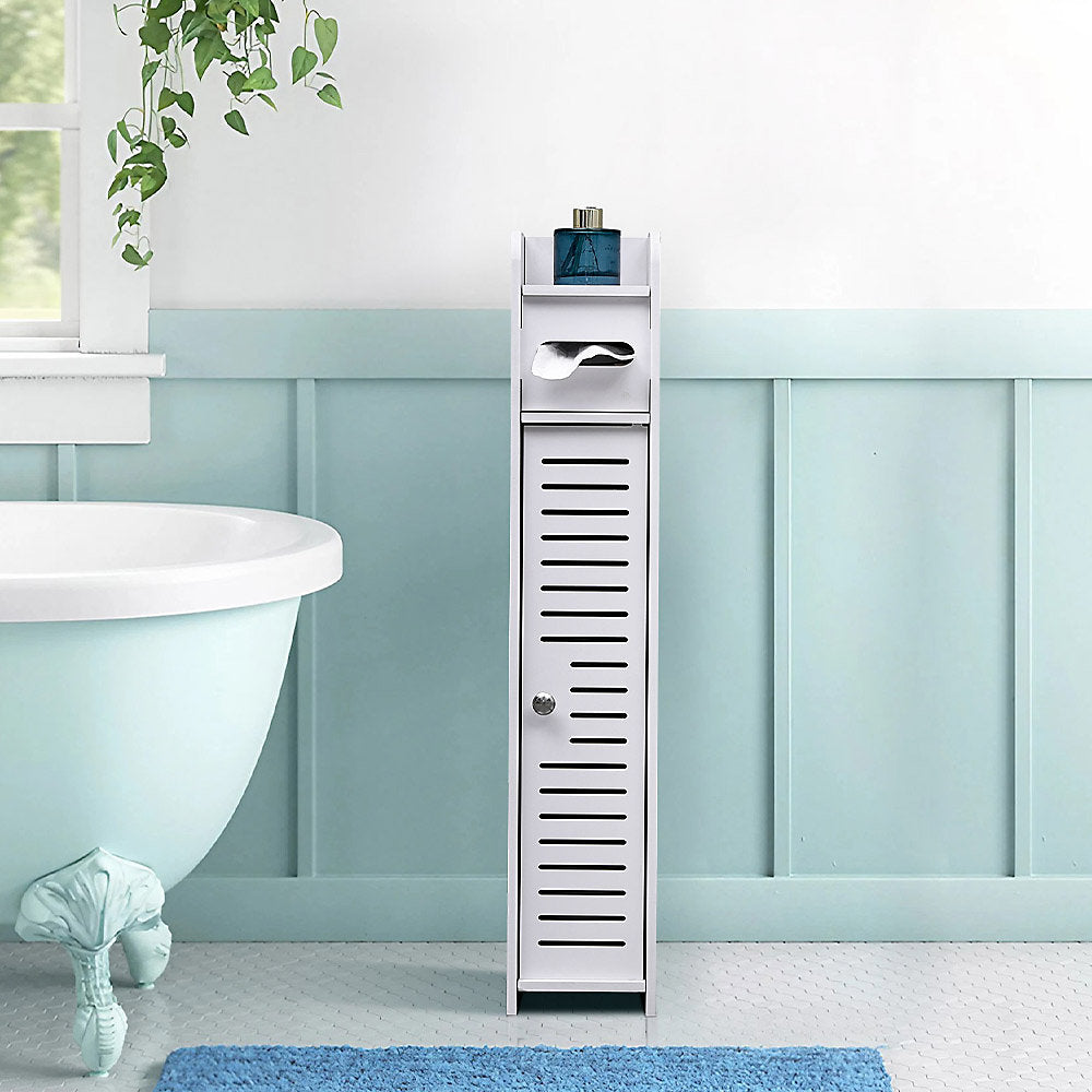 MHome Single Wooden Tall Bathroom Corner Cabinet with Flip-up top Shelf,80cm H