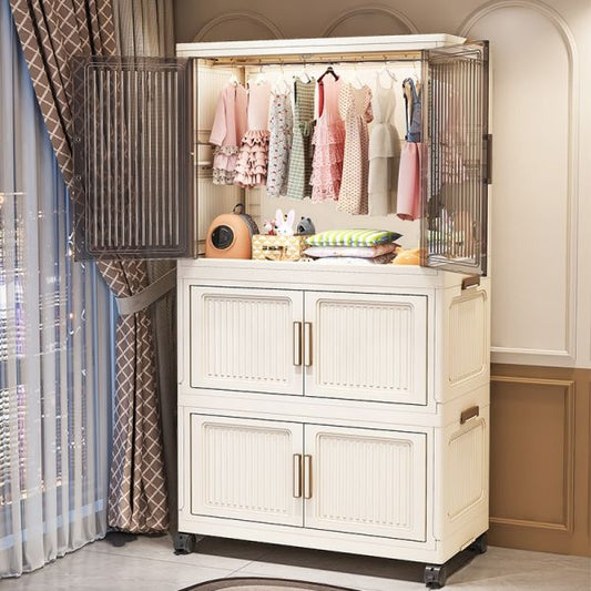 MHome Foldable Wardrobe / Multifunctional Plastic Storage Cabinet – Dustproof Organizer