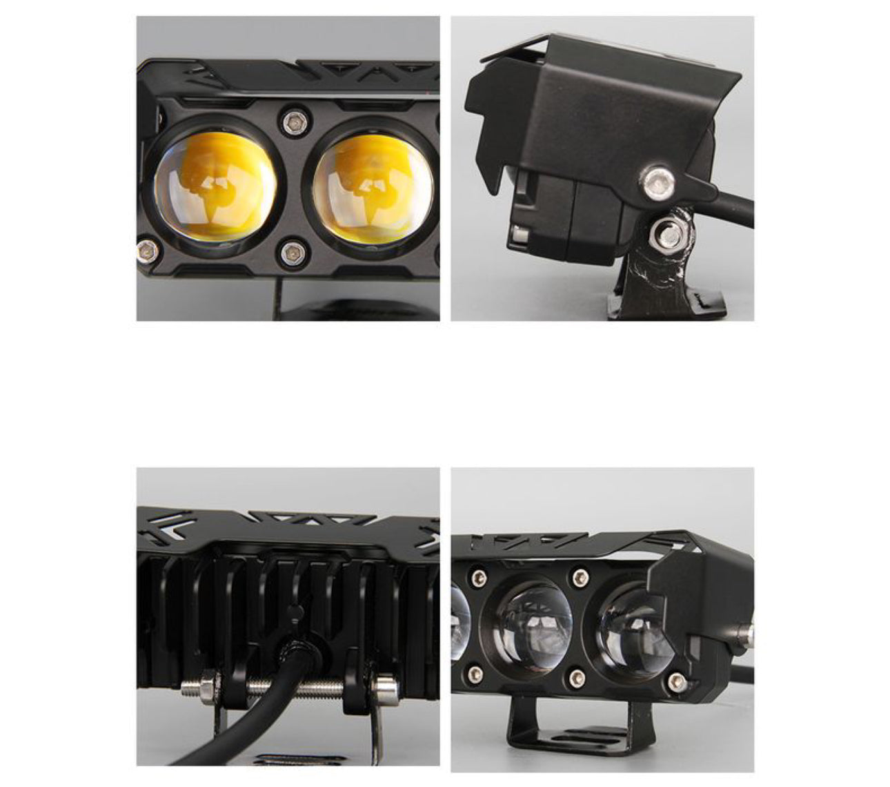 Motorcycle LED Spotlights High And Low Beams Two-Color Lens Headlights