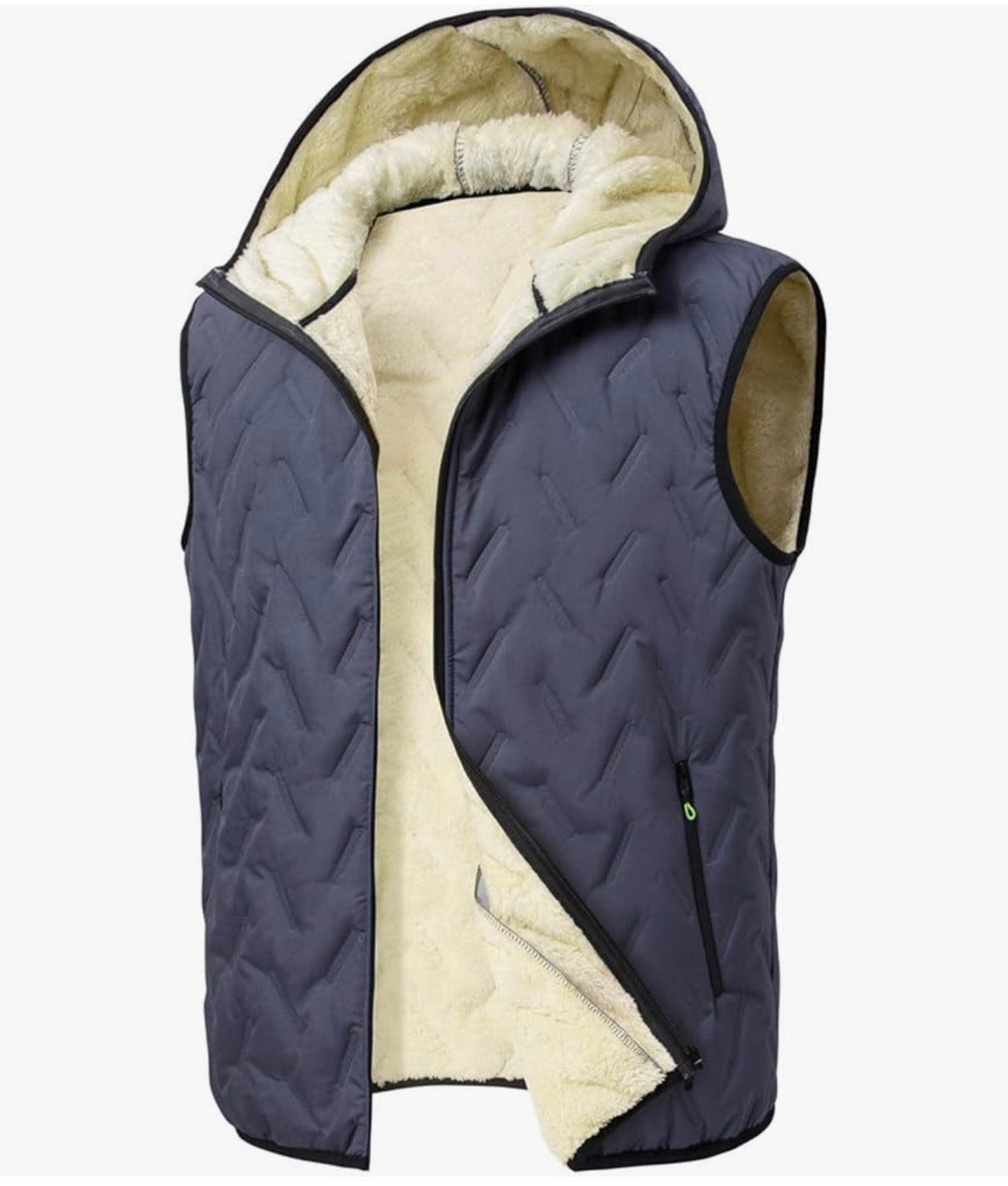 Men Fleece Hooded Vest Flannel Lined Jackets Sleeveless Jacket, Body Warmer Thermal Cardigan Travel Holiday Walking Sportwear
