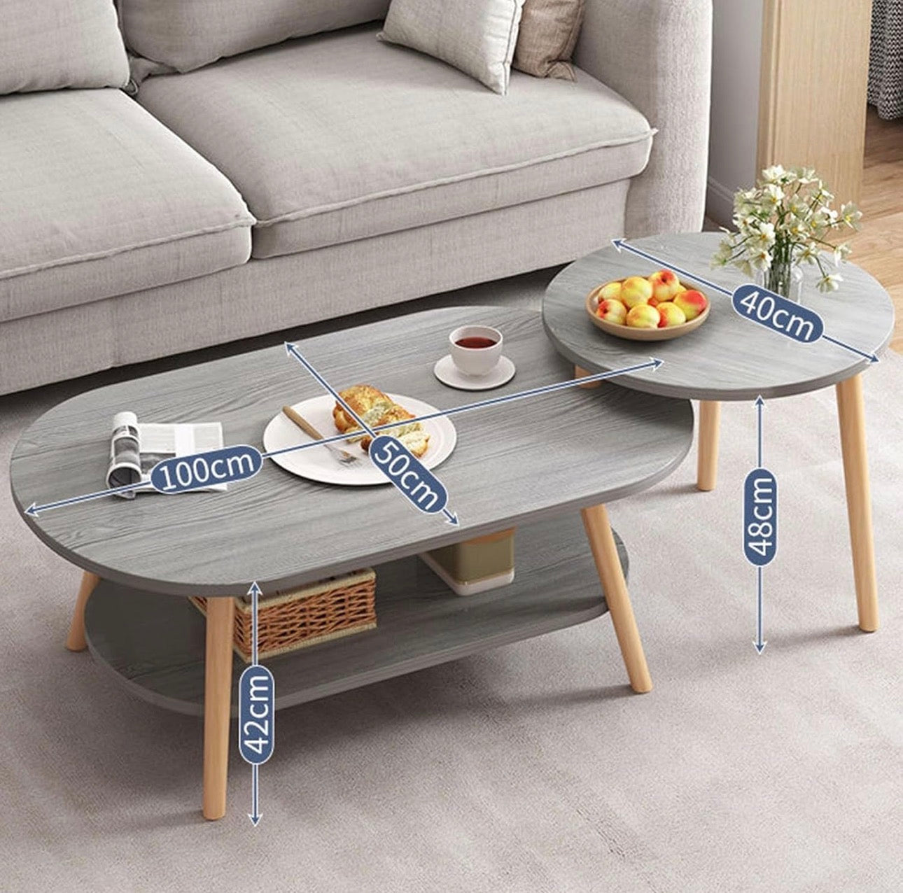 MFURN Coffee Table Modern Living Room coffe table Nesting coffee tables for living room Set of 2-Various Colours