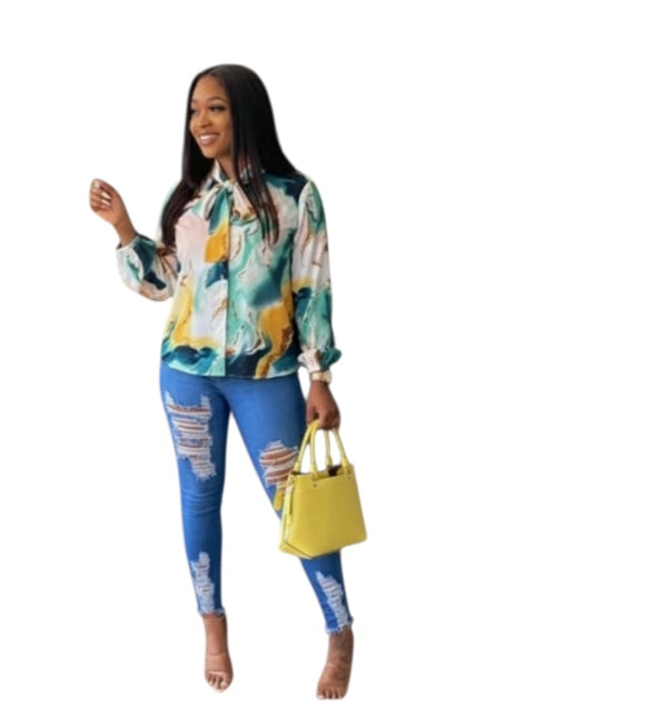 Ladies Bow Tie Collar Blouse -Various Options