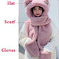 Ladies Plush Hat, Autumn And Winter Scarf, Hat And Gloves All-in-one Adult Ladies Style