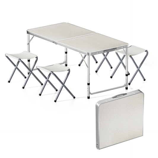 MFurn Portable Folding Camping Table Inc 4 Foldable Chairs