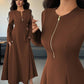 Ladies Elegant Modest A-Line Front Zipper Maxi Dress-Various Colours