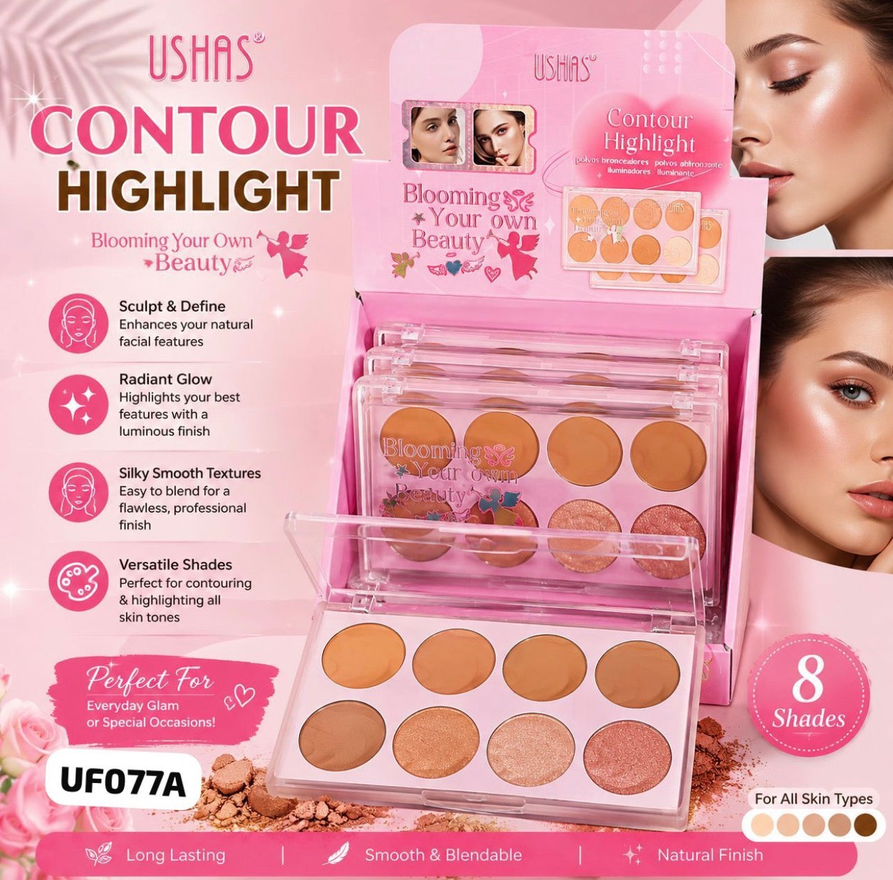 Ushas Contour Highlight Palette Makeup Kit 8 Shade
