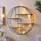 MHome Industrial Style Round Floating Shelf | 4 Shelves Wall Mounted Storage Shelf for Living Room Bedroom Office Decoration | MDF Shelving unit | Display Rack