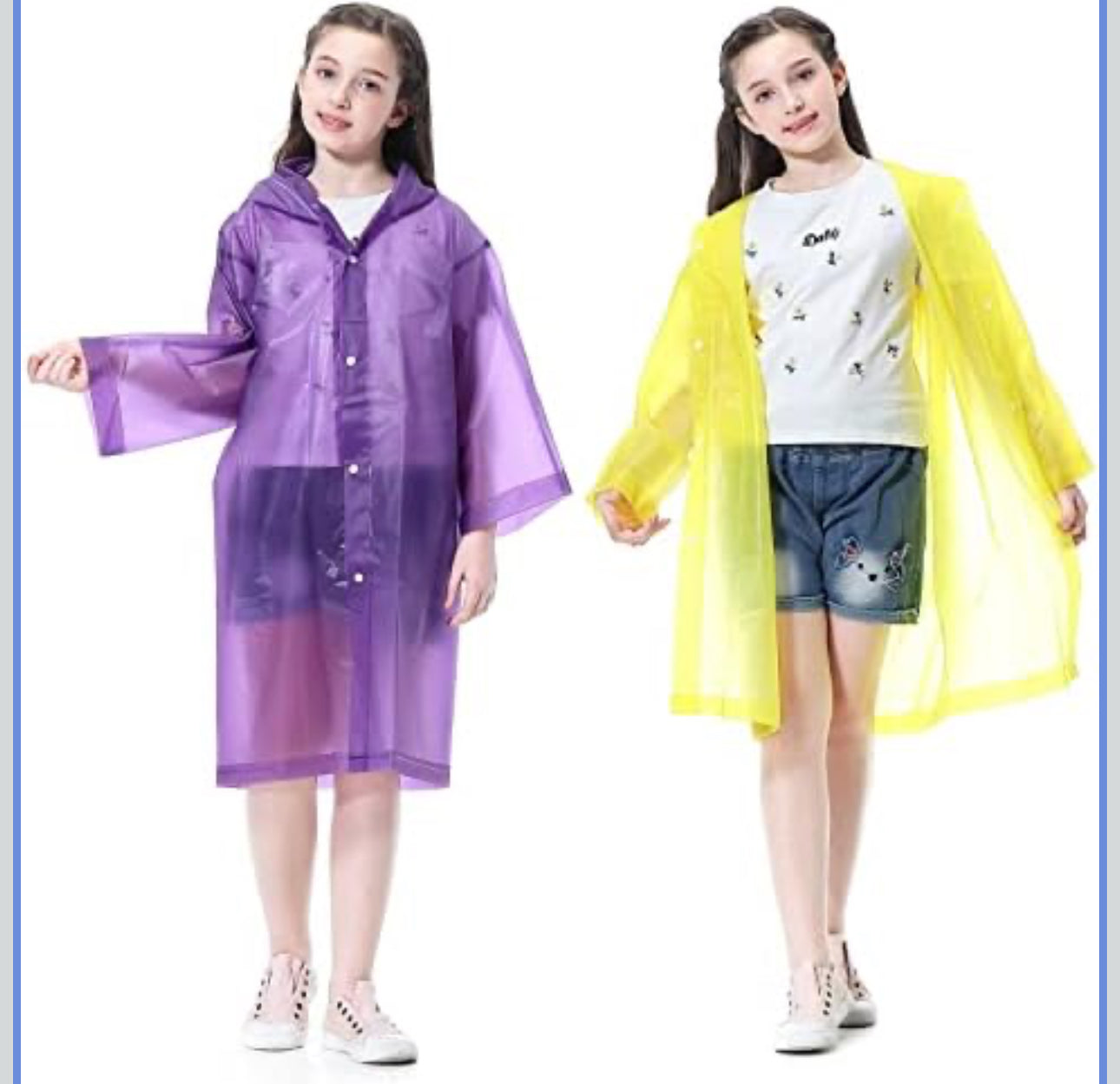 Raincoats For Kids ,Reusable EVA Children Raincoat for 6-14 Girls Boys, Portable Rain Jackets With Hood