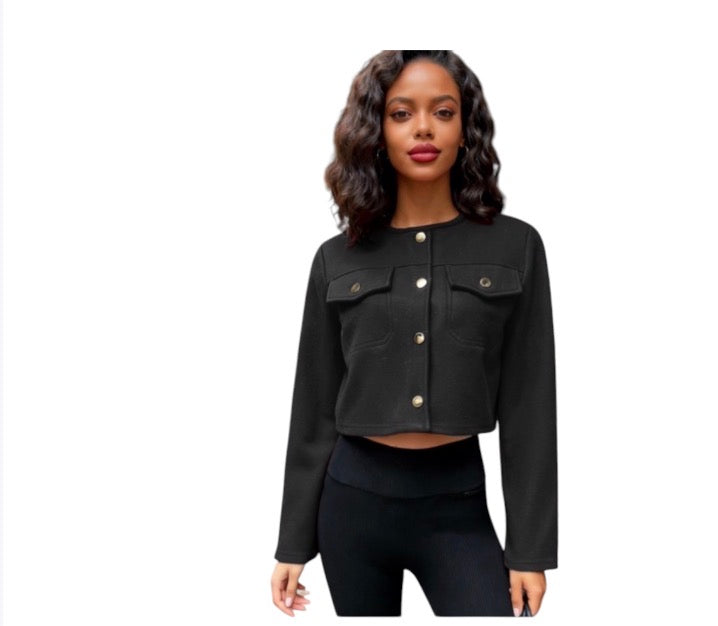 Ladies Cropped Melton Shacket-Various Colours