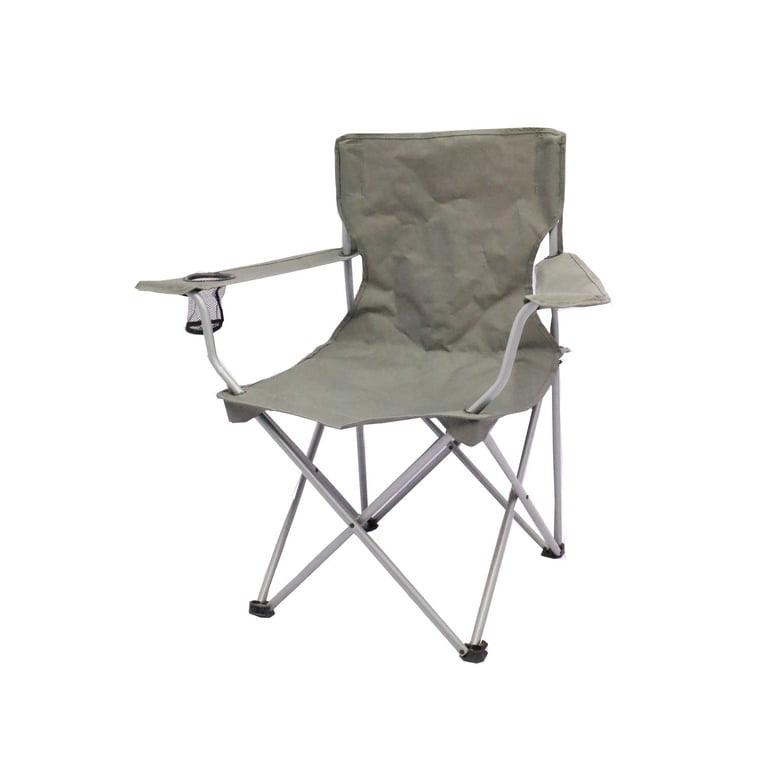 MHome  Classic Adult Folding Camp Chairs with Mesh Cup Holder 4pc Set Grey Only