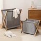 MHome Wooden Laundry Hamper Folding Laundry Basket X Frame Basket Washable Basket