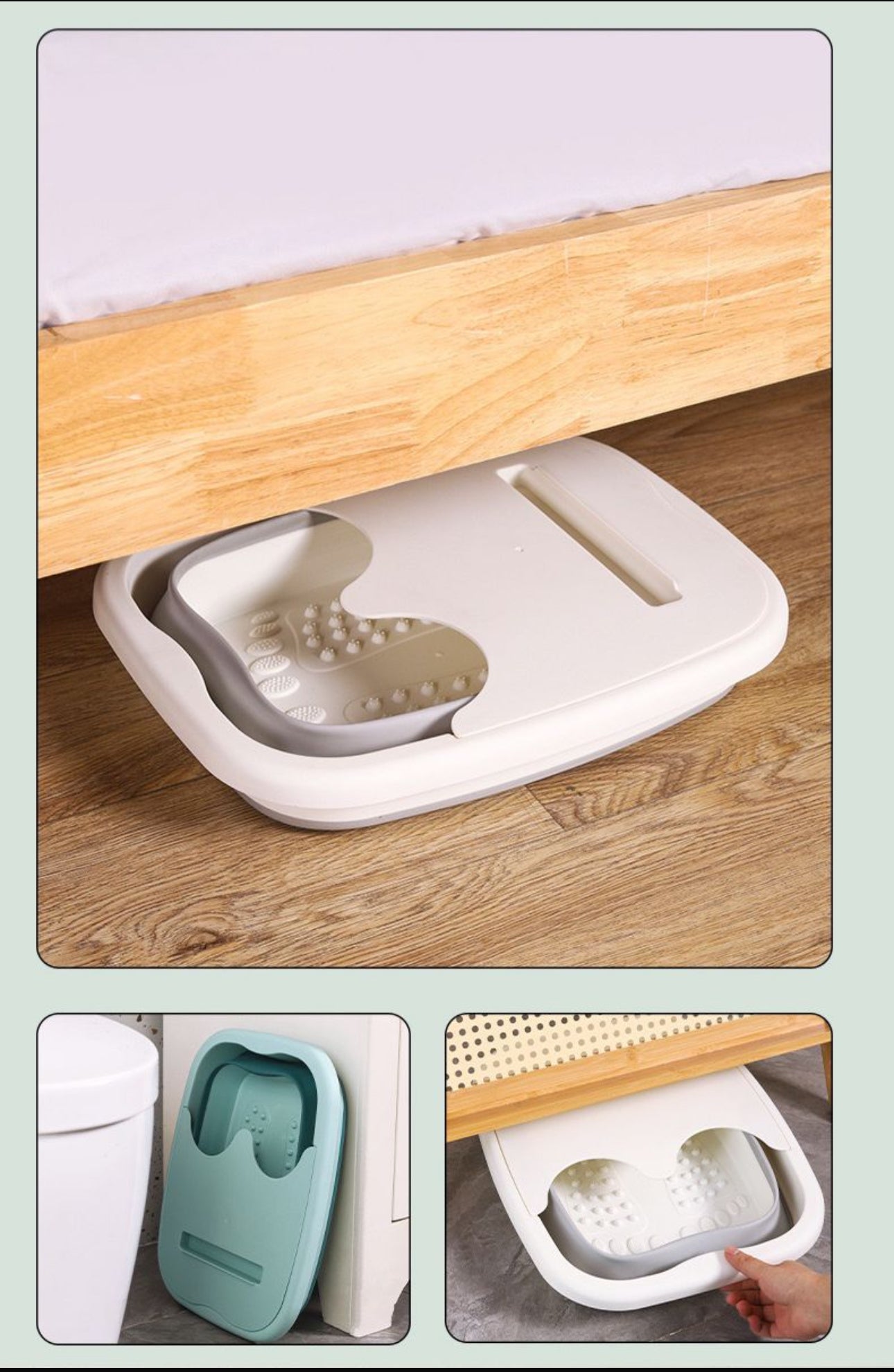 MHome Foldable Massage Foot Spa – Collapsible Foot Soaking Basin with Lid