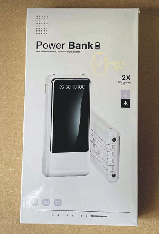 MPower Fast Charging Power Bank LED Battery Display, Built In Cables
