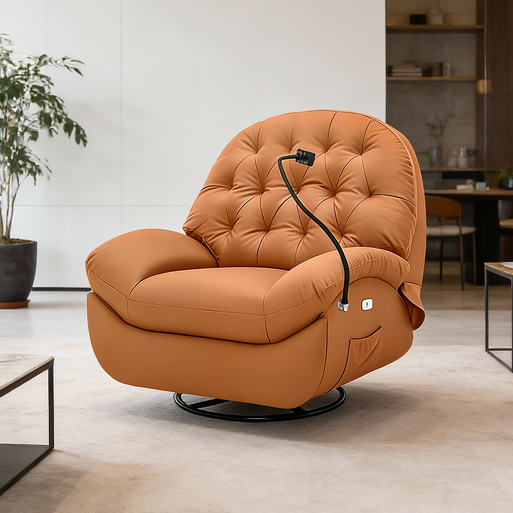 MFurn Recliner | Single Recliner Sofa | 360° Rotation | 30° Recline Swing | Premium Leather | Lazy Sofa Chair | Sofa Couch Bed-Various Options