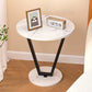 MFurn Contemporary End Accent Table – Marble Top with Metal Frame