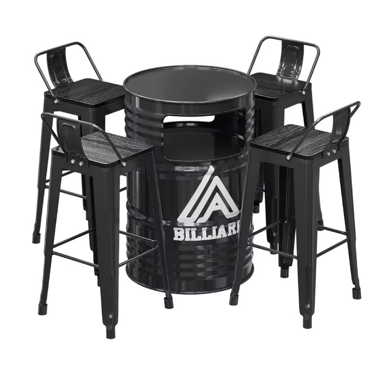 MFurn Modern Industrial Style Barrel Chair Set Round Metal Coffee Table & Oil Drum Furniture for Outdoor Kitchen or Home Bar-Various Colours-Only Available On Pre-Order Sales