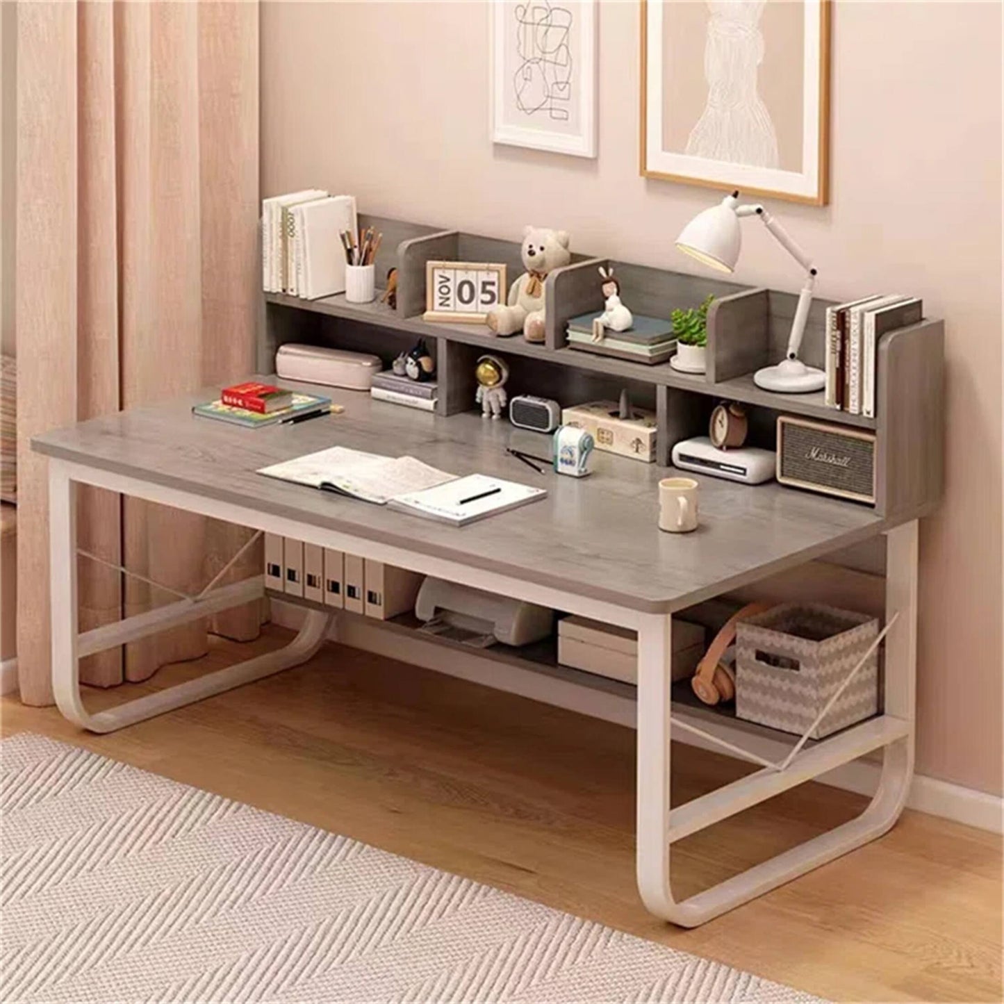 MFURN Simple Bookshelf Computer Desk, Desktop Table, Study Table, Student Home Study Table, Simple Office Desk, Writing Table, Workbench-Various Options