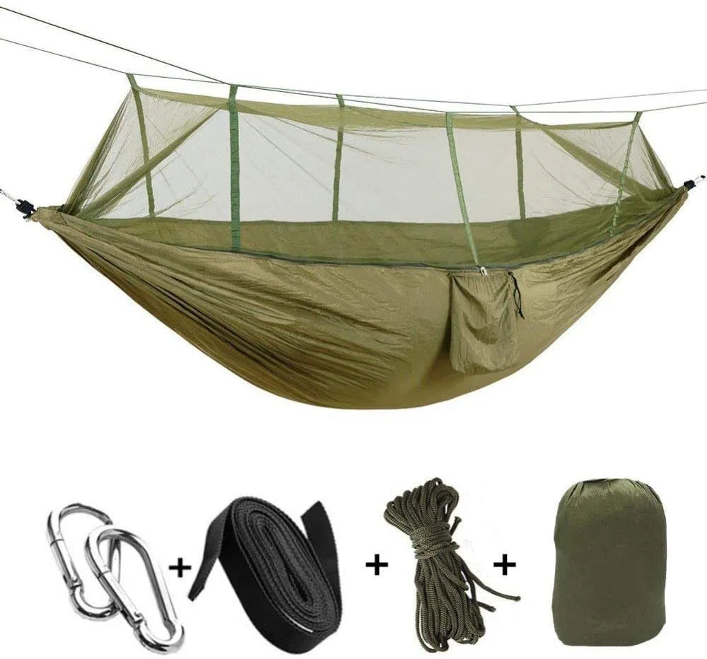 MHome Portable Camping Hammock With Mosquito Net - Military Green