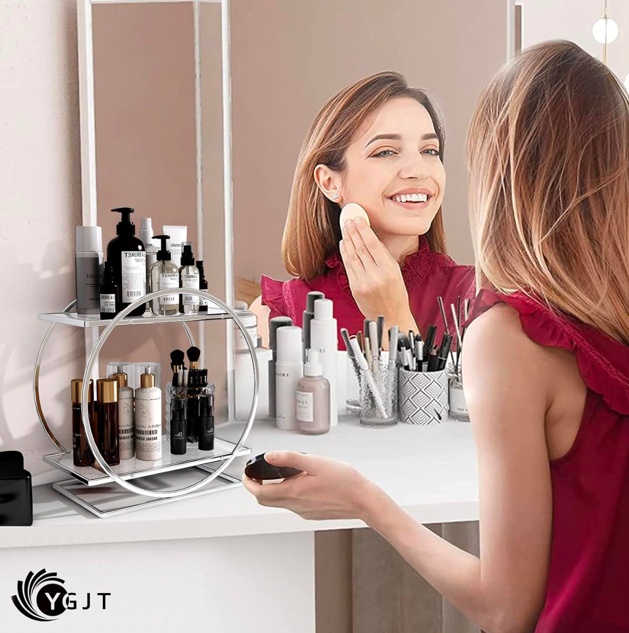Bathroom Counter Organizer, 2 Tier Perfume Organizer for Dresser, Makeup Organizer Countertop for Vanity, Skincare Organizer Perfume