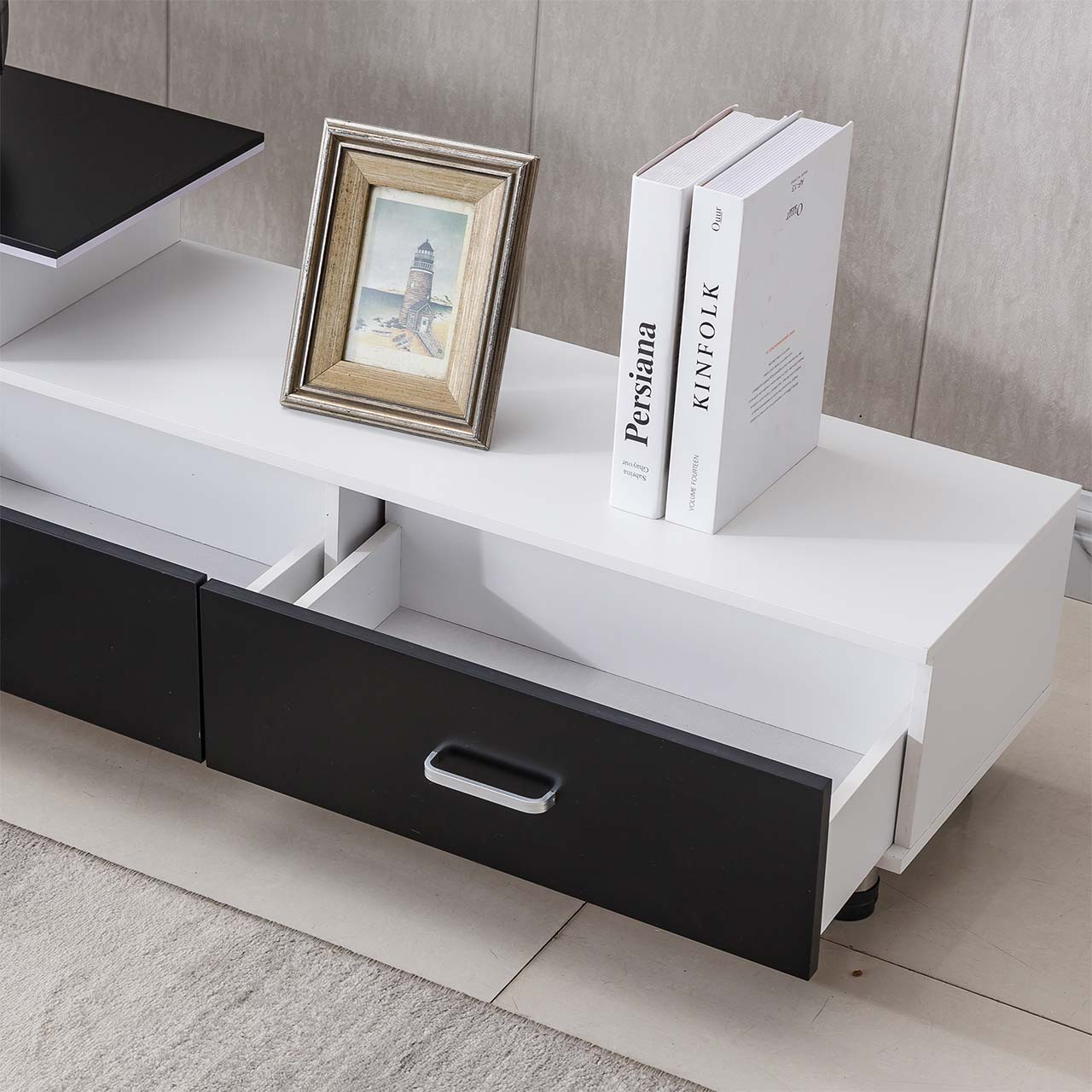 Modern TV Stand – Black + White