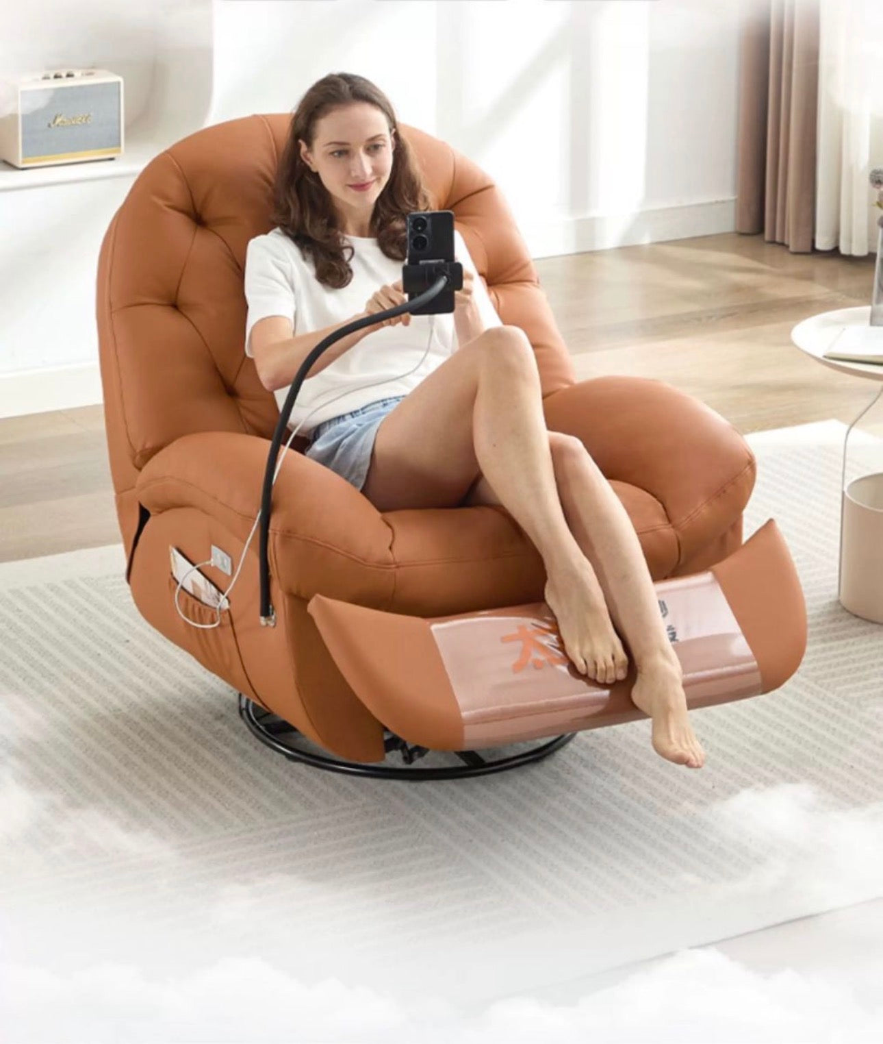 MFurn Recliner | Single Recliner Sofa | 360° Rotation | 30° Recline Swing | Premium Leather | Lazy Sofa Chair | Sofa Couch Bed-Various Options