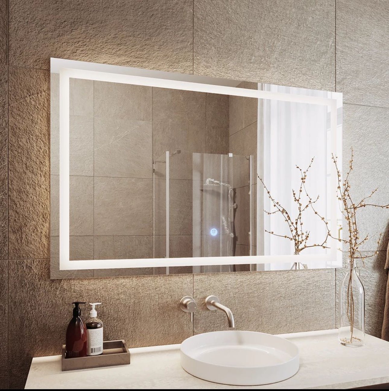 Frameless Bathroom Mirror With LED Lighting