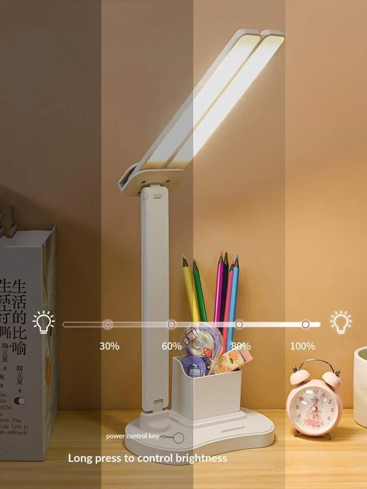 Double Heads LED Desk Reading Lamp Table Light Touch Control Dimmable Office
